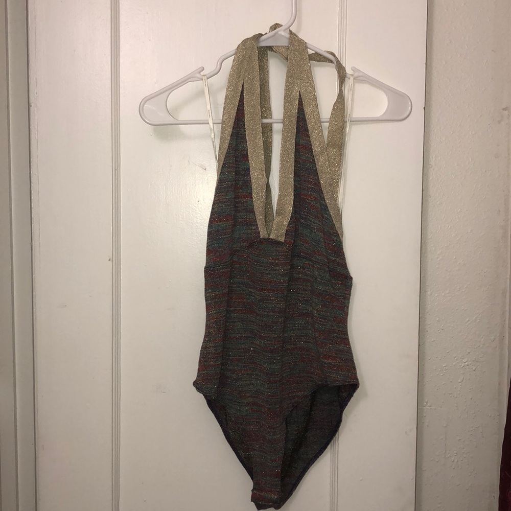 Sparkly v neck bodysuit